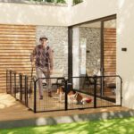 Corralito para Perros EliteEdge Dog Playpen 40 Pulgadas 16 Paneles Acero Aleado Negro Forma Redonda