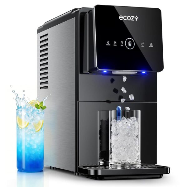 ecozy Nugget - Dispensador de máquinas de hielo de 40 libras por día, máquina de hielo sónico de guijarros, hielo sin co