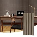 Paquete de 4 paneles de pared acústicos de listones de madera estriada 3D, 47.2 x 23.6 pulgadas (total 31 pies cuadrados
