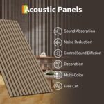 Paquete de 4 paneles de pared acústicos de listones de madera estriada 3D, 47.2 x 23.6 pulgadas (total 31 pies cuadrados