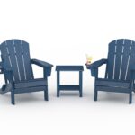 Juego de 2 Sillas Adirondack Plegables GarveeLife GLBTAC003 con Mesa Auxiliar HDPE Azul Marino