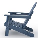 Juego de 2 Sillas Adirondack Plegables GarveeLife GLBTAC003 con Mesa Auxiliar HDPE Azul Marino