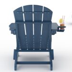Juego de 2 Sillas Adirondack Plegables GarveeLife GLBTAC003 con Mesa Auxiliar HDPE Azul Marino