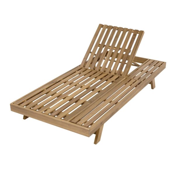 Tumbona Christopher Knight Home Kayes Madera de Acacia Reclinable 4 Posiciones Marrón Claro 79x37.75x10.25 Pulgadas