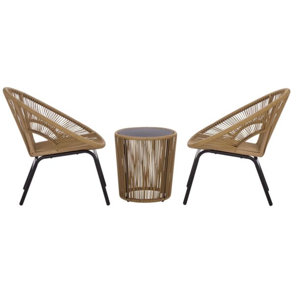 Juego de Patio SAFAVIEH Otto PAT7549A 3 Piezas Ratán Natural y Negro con Mesa