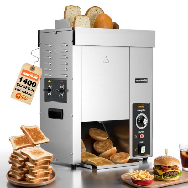WantJoin Commercial Burger Machine - 1000 Slices/H, Automatic Commercial Conveyor Toaster, Pro EGO Temp Control Vertical
