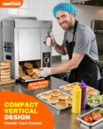 WantJoin Commercial Burger Machine - 1000 Slices/H, Automatic Commercial Conveyor Toaster, Pro EGO Temp Control Vertical