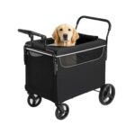 Cochecito para Perros PeacefulHues 2 en 1 con Rampa Color Azul Ruedas Traseras 11 Pulgadas Delanteras 6.5 Pulgadas Peso