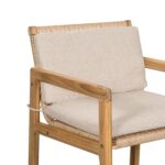 Juego de 2 Taburetes de Bar Merax RY00320 Madera de Acacia Respaldo Curvo Cuerda Tejida Beige Teca