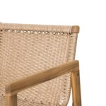Juego de 2 Taburetes de Bar Merax RY00320 Madera de Acacia Respaldo Curvo Cuerda Tejida Beige Teca