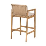Juego de 2 Taburetes de Bar Merax RY00320 Madera de Acacia Respaldo Curvo Cuerda Tejida Beige Teca