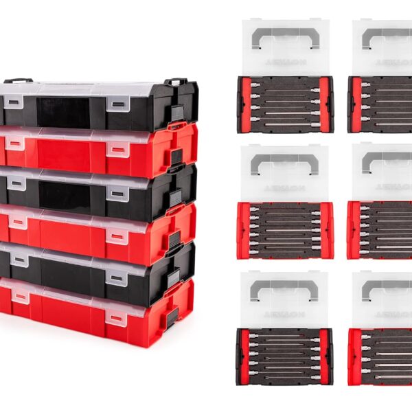 TEKTON Juego de Llaves de Vaso Largo 3/8 Pulgadas SHB91706 56 Piezas con Mini Cajas de Herramientas Apilables L-BOXX