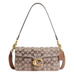 Bolso de Hombro Coach Tabby 26 Crystal Signature CDZ34 Jacquard y Cuero Napa con Cristales Color Latón/Seta