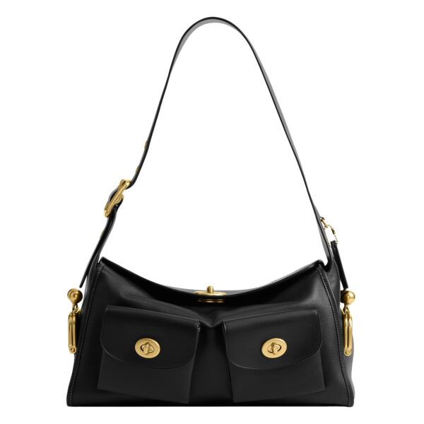 Bolsa Coach Turnlock Haversack CDZ12 Cuero Negro