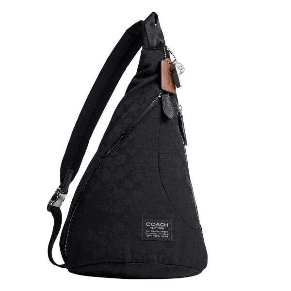 Bolso Bandolera Coach Lachlan CDV01 Nailon Cuero Negro para Hombre