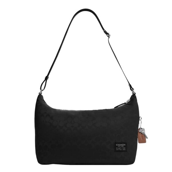 Bolso Bandolera Coach Leo CDV02 Nailon Signature y Cuero Negro