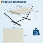 Hamaca con Soporte MERXENG TUEL_uO5T para 2 Personas Capacidad 450 lb Color Off White