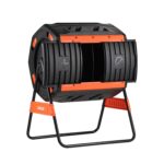 VEVOR Vaso de compostaje, compostador de doble cámara de 53 galones para exteriores con 2 puertas correderas y sistema d