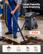 VEVOR Commercial Shop Vac, aspiradora de tienda en seco y húmedo de 11 galones, portátil de 5.5 HP de pico con un botón