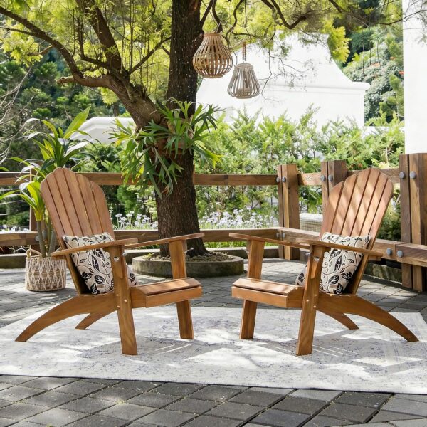 Juego de 2 Sillas Adirondack Cambridge Casual Lakeside Teca Indonesia 32 x 37.25 x 40 Pulgadas con Portavasos
