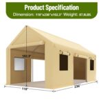Cochera ActiveTrail 10 x 20 Pies Acero Galvanizado Amarillo Resistente al Agua