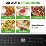 NutriChef Freidora de aire y horno de 32 cuartos | Freidora de aire digital con 20 ajustes preestablecidos, doble cocció