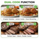 NutriChef Freidora de aire y horno de 32 cuartos | Freidora de aire digital con 20 ajustes preestablecidos, doble cocció