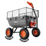 VEVOR Carro de jardín de polietileno de 10 pies cúbicos de 1200 libras, carretilla resistente con mango convertible y ne