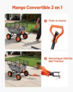 VEVOR Carro de jardín de polietileno de 10 pies cúbicos de 1200 libras, carretilla resistente con mango convertible y ne