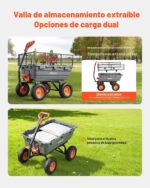 VEVOR Carro de jardín de polietileno de 10 pies cúbicos de 1200 libras, carretilla resistente con mango convertible y ne