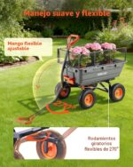 VEVOR Carro de jardín de polietileno de 10 pies cúbicos de 1200 libras, carretilla resistente con mango convertible y ne