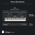 Yamaha PSR-E483, teclado portátil de 61 teclas sensible al tacto con sonido, atril para partituras y adaptador de corrie
