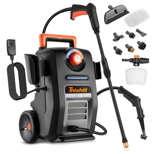 Lavadora a Presión y Limpiador a Vapor This Hill YLQ5900K-140 2 en 1 3000 PSI 2 GPM 1500W Negro