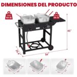 Freidora de Propano Feasto DF904 para Exteriores 36 Cuartos 100000 BTU con Carrito Móvil