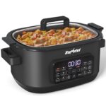 SUNVIVIPRO Multicocina 12 en 1, horno asador de olla de cocción lenta de 6.5 cuartos de galón, olla multifuncional progr