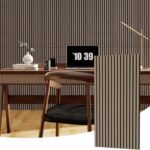 Paneles de pared de listones de madera acústica estriada 3D – Paneles decorativos insonorizados para el hogar moderno, o