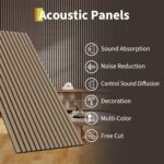 Paneles de pared de listones de madera acústica estriada 3D – Paneles decorativos insonorizados para el hogar moderno, o