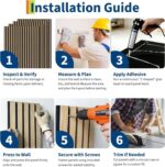 Paneles de pared de listones de madera acústica estriada 3D – Paneles decorativos insonorizados para el hogar moderno, o