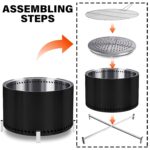 Chimenea sin humo HGD fire pit 28 pulgadas Acero inoxidable Negro con soporte