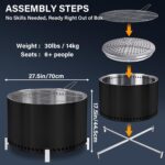 Chimenea sin humo HGD fire pit 28 pulgadas Acero inoxidable Negro con soporte