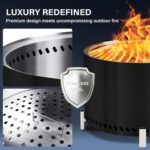 Chimenea sin humo HGD fire pit 28 pulgadas Acero inoxidable Negro con soporte