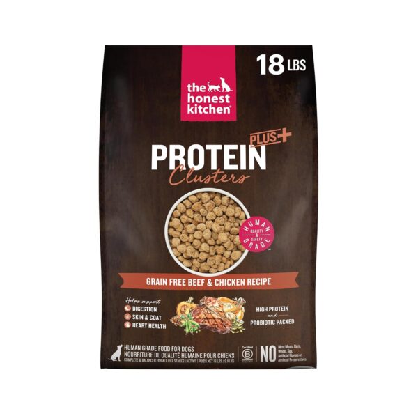 Alimento para Perros The Honest Kitchen Protein Plus+ Clusters Carne de Res y Pollo Sin Granos Bolsa 18 Libras