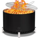 Fogata Sin Humo HGD Fire Pit 27.5 Pulgadas con Soporte y Parrilla Acero Inoxidable Negro