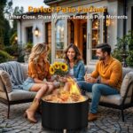 Fogata Sin Humo HGD Fire Pit 27.5 Pulgadas con Soporte y Parrilla Acero Inoxidable Negro