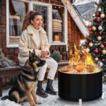 Fogata Sin Humo HGD Fire Pit 27.5 Pulgadas con Soporte y Parrilla Acero Inoxidable Negro