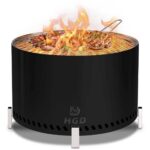 Fogata Sin Humo HGD Fire Pit 27.5 Pulgadas con Soporte y Parrilla Acero Inoxidable Negro