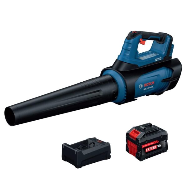 Soplador de Hojas Bosch GBL18V-450N18X 18V 450 CFM 123 MPH Kit con Batería 8 Ah y Cargador