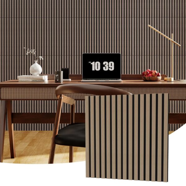 Paquete de 8 paneles de pared acústicos de madera 3D, 23.6 x 23.6 pulgadas, azulejos absorbentes de sonido para reducció