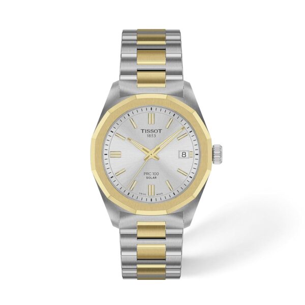 Reloj Tissot PRC 100 Solar T1518222203100 Caja Acero Inoxidable 34 mm Esfera Plateada