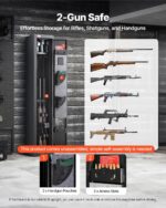VEVOR Caja fuerte para 4 armas, gabinete largo para rifles y pistolas, caja fuerte para rifle de acceso rápido con 3 ran